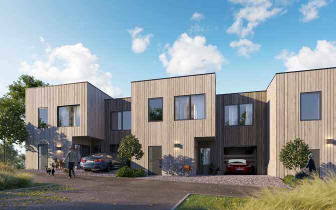 3 store og moderne boliger i rekke i Stemmenmarka på Bryne