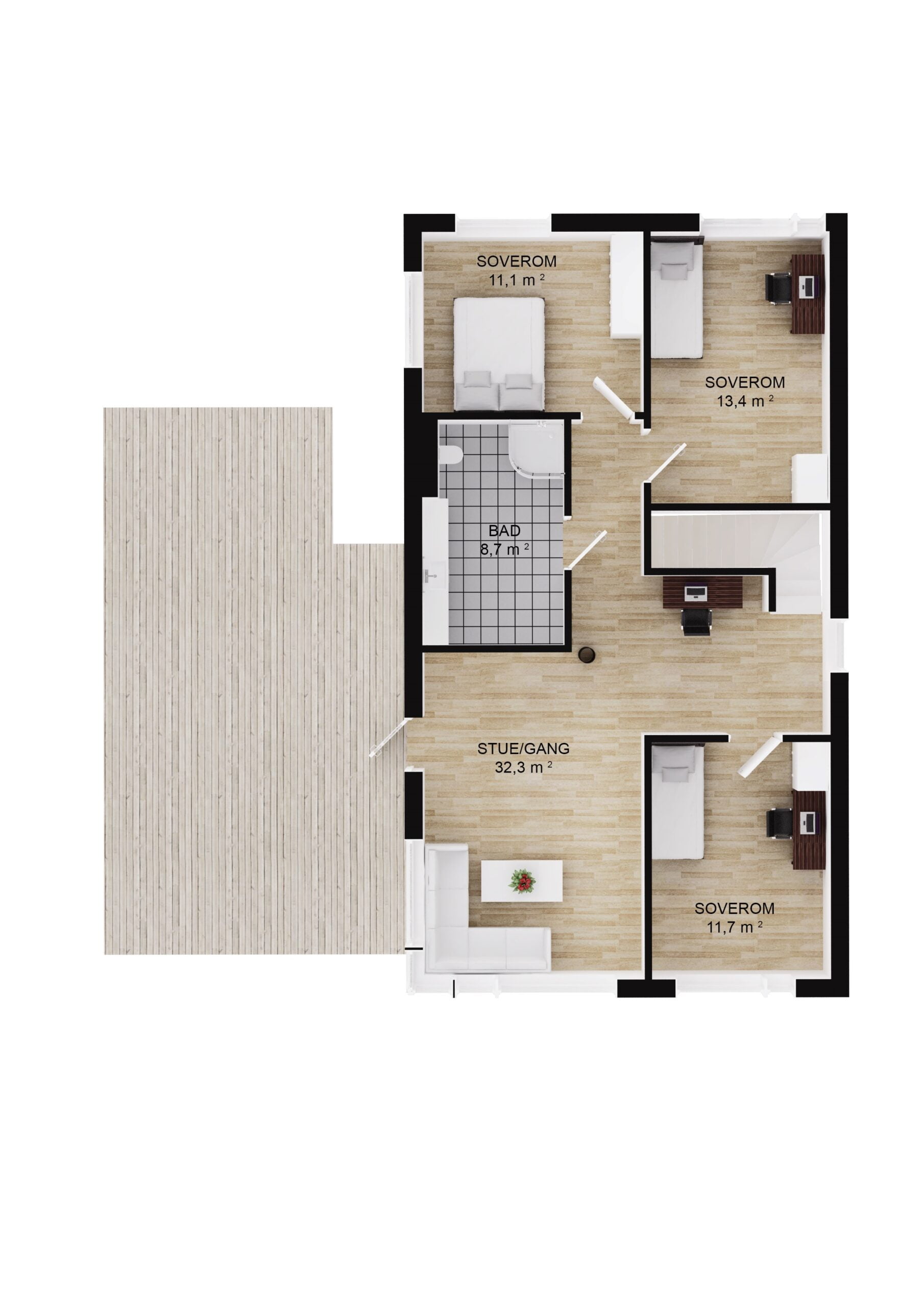 Plan 2 etg. tomt 1 Hytte Holmane