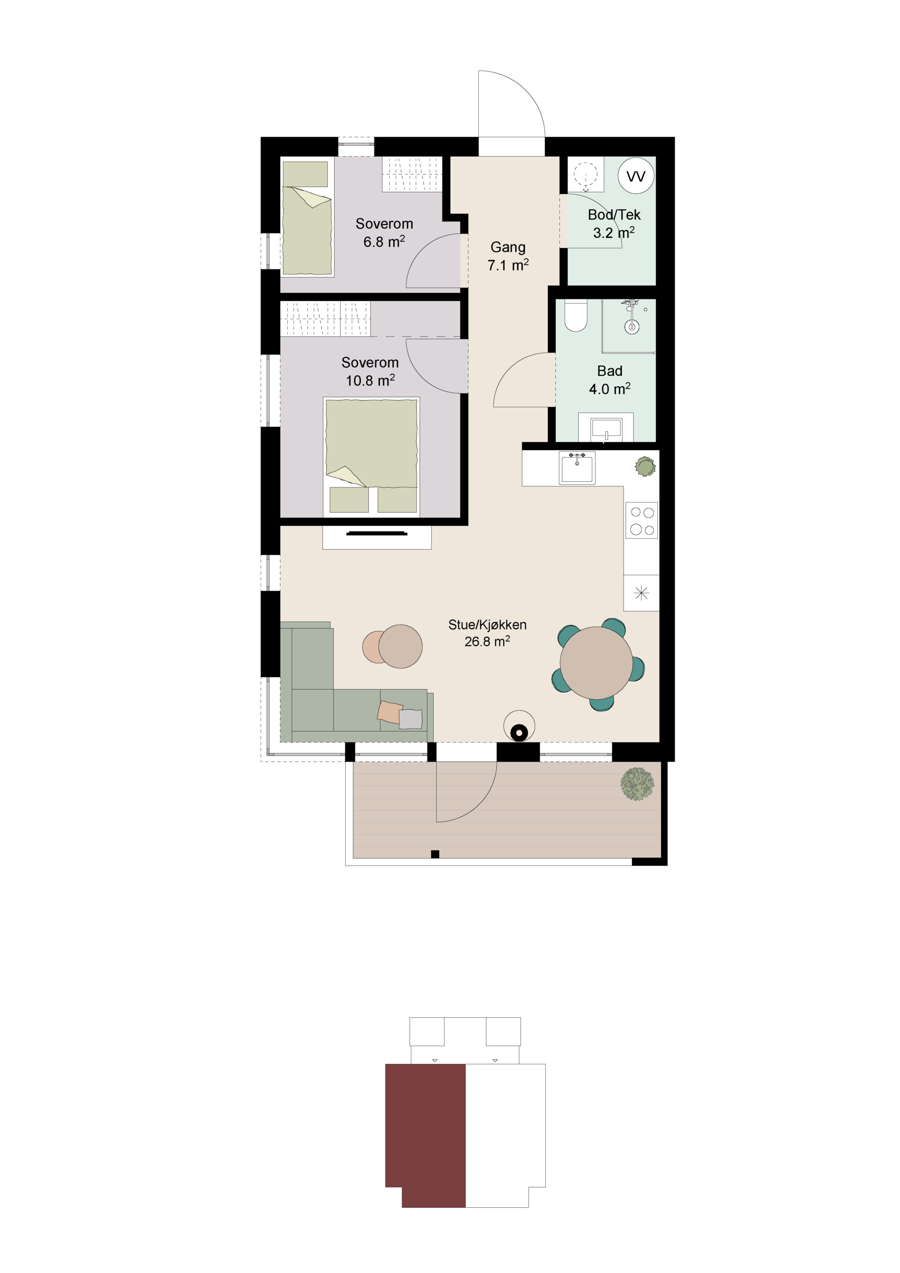 Plantegning Lyetoppen B11C leilighet 3 Plantegning Lyetoppen B11C leilighet 3